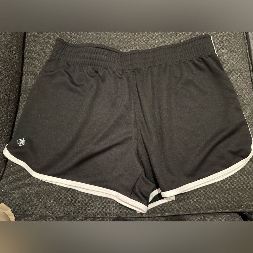 ZELOS Black Athletic Shorts with White Trim size medium
